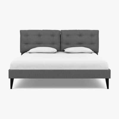 Heal's Heal's Mistral Super King Bed Smart Linen Mix Grey Black Feet - Heal's UK Bedroom Furniture