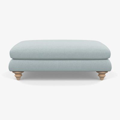 Heal's Heal's Hampstead Large Footstool Brushed Cotton Mist Natural Feet - Heal's UK Furniture