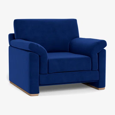 Heal's Heal's Paris II Armchair Smart Luxe Velvet Azure Walnut Feet - Heal's UK Furniture