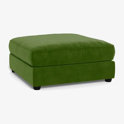 Heal's Heal's Tailor Footstool Smart Luxe Velvet Grass Black Feet - Heal's UK Furniture