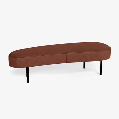 Heal's Heal's Isola Large Ottoman Leather Grain Dark Brown 068 Bronze Feet - Heal's UK Furniture