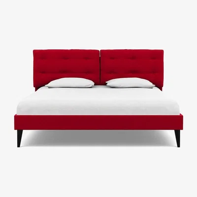Heal's Heal's Mistral Super King Bed Melton Wool Red Oxide Black Feet - Heal's UK Bedroom Furniture