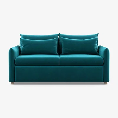 Heal's Heal's Pillow 3 Seater Sofa Smart Velvet Petrol Natural Feet - Heal's UK Furniture