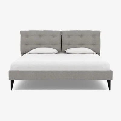 Heal's Heal's Mistral Super King Bed Texture Pale Grey Black Feet - Heal's UK Bedroom Furniture