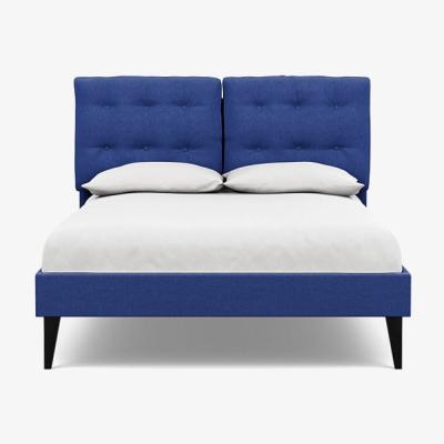 Heal's Heal's Mistral Double Bed Brushed Cotton Cobalt Black Feet - Heal's UK Bedroom Furniture