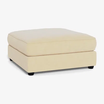 Heal's Heal's Tailor Footstool Smart Luxe Velvet Biscuit Natural Beech Feet - Heal's UK Furniture
