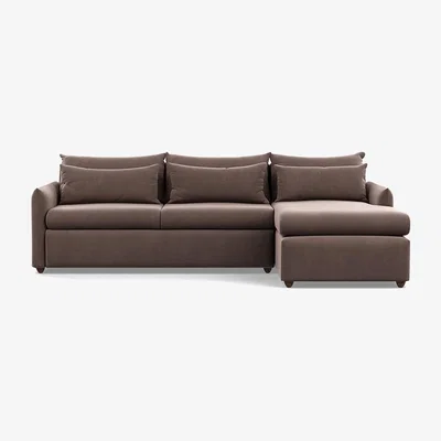 Heal's Heal's Pillow Large RHF Corner Chaise Sofa Smart Velvet Mouse Chestnut Stain Feet - Heal's UK Furniture