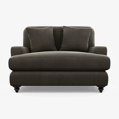 Heal's Heal's Hampstead Loveseat Velvet Charcoal Black Feet - Heal's UK Furniture