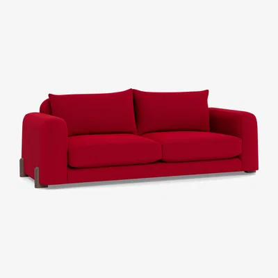 Heal's Heal's Nuvola 4 Seater Sofa Melton Wool Red Oxide Black Beech Feet - Heal's UK Furniture