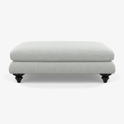 Heal's Heal's Hampstead Large Footstool Melton Wool Limestone Black Feet - Heal's UK Furniture