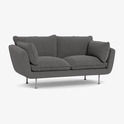 Heal's Heal's Allora 2 Seater Sofa Smart Linen Mix Grey Stainless Steel Feet - Heal's UK Furniture