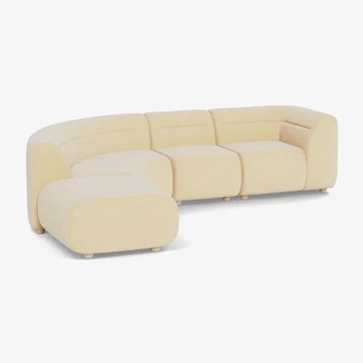 Heal's Heal's Lilli Left Hand Facing Curved Corner Sofa Smart Luxe Velvet Biscuit Natural Ash Feet - Heal's UK Furniture