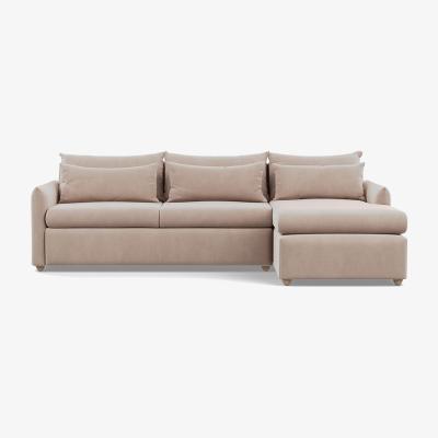 Heal's Heal's Pillow Large RHF Corner Chaise Sofa Smart Velvet Pebble Natural Feet - Heal's UK Furniture