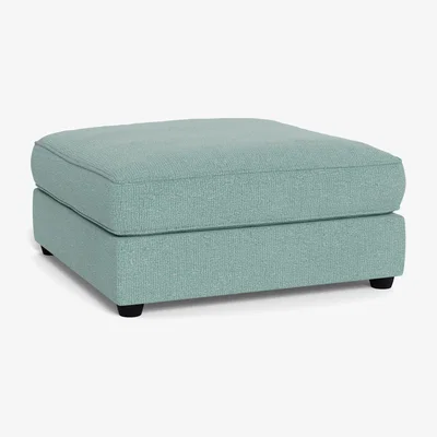 Heal's Heal's Tailor Footstool Tejo Recycled Teal Black Feet - Heal's UK Furniture