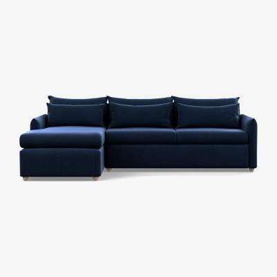 Heal's Heal's Pillow Large LHF Corner Chaise Sofa Smart Velvet Dusk Natural Feet - Heal's UK Furniture