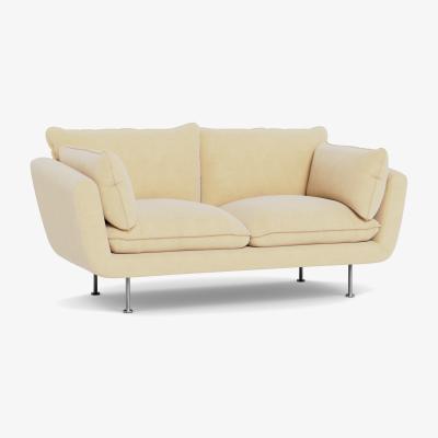 Heal's Heal's Allora 2 Seater Sofa Smart Luxe Velvet Biscuit Stainless Steel Feet - Heal's UK Furniture