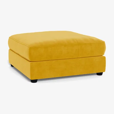 Heal's Heal's Tailor Footstool Smart Luxe Velvet Canary Natural Beech Feet - Heal's UK Furniture