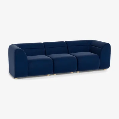 Heal's Heal's Lilli 3 Seater Sofa Boucle Indigo Natural Ash Feet - Heal's UK Furniture