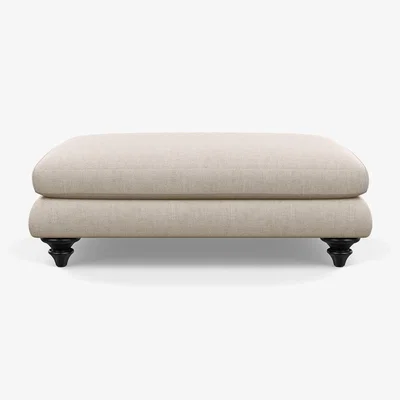 Heal's Heal's Hampstead Large Footstool Broad Weave Putty Black Feet - Heal's UK Furniture