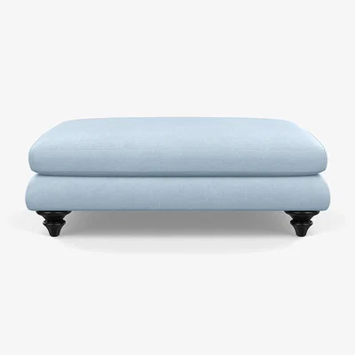 Heal's Heal's Hampstead Large Footstool Capelo LinenCotton Sea Shanty Black Feet - Heal's UK Furniture