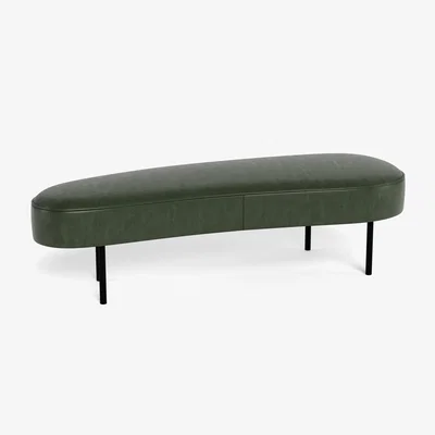 Heal's Heal's Isola Large Ottoman Leather Stonewash Vintage Green 278 Bronze Feet - Heal's UK Furniture