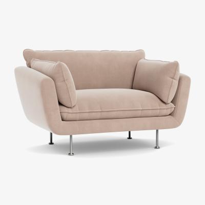 Heal's Heal's Allora Loveseat Smart Velvet Pebble Black Feet - Heal's UK Furniture