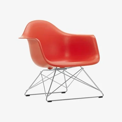 Heal's Vitra Eames LAR Chair Poppy Red Chrome Wire Base With Cross Struts - Heal's UK Furniture