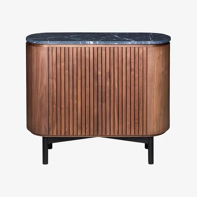 Heal's Heal's Remi Small Sideboard Walnut and Black Marble - Heal's UK Furniture