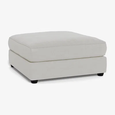 Heal's Heal's Tailor Footstool Capelo LinenCotton Sea Salt Black Feet - Heal's UK Furniture