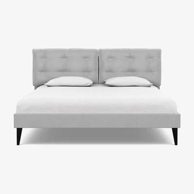 Heal's Heal's Mistral Super King Bed Velvet Platinum Black Feet - Heal's UK Bedroom Furniture