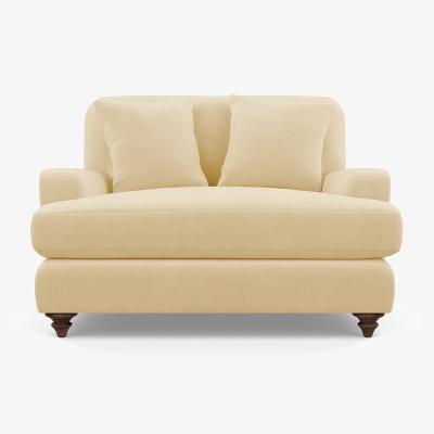 Heal's Heal's Hampstead Loveseat Smart Luxe Velvet Biscuit Chestnut Stain Feet - Heal's UK Bedroom Furniture