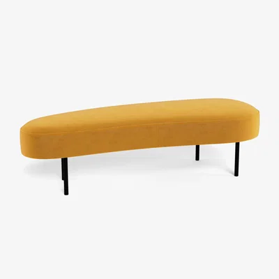 Heal's Heal's Isola Large Ottoman Nobilis Velvet Mustard Black Feet - Heal's UK Furniture