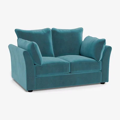 Heal's Heal's Tailor 2 Seater Sofa Smart Luxe Velvet Airforce Blue Natural Beech Feet - Heal's UK Furniture