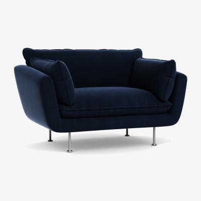 Heal's Heal's Allora Loveseat Smart Velvet Dusk Brass Feet - Heal's UK Furniture