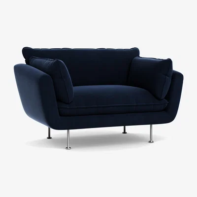 Heal's Heal's Allora Loveseat Smart Velvet Dusk Brass Feet - Heal's UK Furniture
