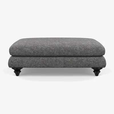 Heal's Heal's Hampstead Large Footstool Melton Wool Shale Black - Heal's UK Furniture