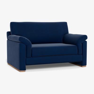 Heal's Heal's Paris II Loveseat Smart Luxe Velvet Midnight Walnut Feet - Heal's UK Furniture