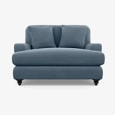 Heal's Heal's Hampstead Loveseat Capelo LinenCotton Mineral Black Painted Feet - Heal's UK Furniture