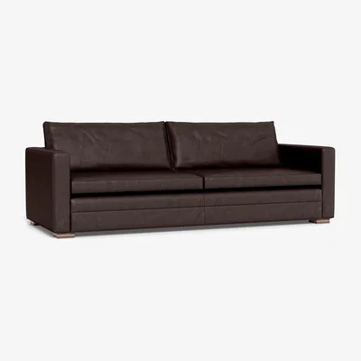Heal's Heal's Palermo 5 Seater Sofa Leather Grain Chocolate 066 Black Feet - Heal's UK Furniture
