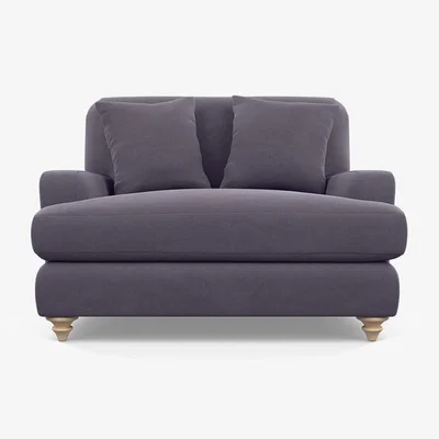 Heal's Heal's Hampstead Loveseat Linen Shadow Natural Feet - Heal's UK Furniture