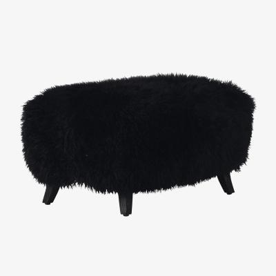 Heal's Timothy Oulton Cabana Yeti Footstool Black Sheepskin - Heal's UK Furniture