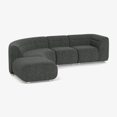 Heal's Heal's Lilli Left Hand Facing Curved Corner Sofa Linen Mix Dark Grey Natural Ash Feet - Heal's UK Furniture