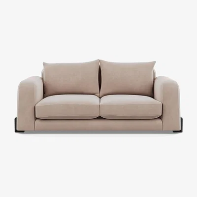 Heal's Heal's Nuvola 2 Seater Sofa Smart Velvet Pebble Black Beech Feet - Heal's UK Furniture