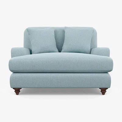 Heal's Heal's Hampstead Loveseat Smart Linen Mix Duck Egg Natural Feet - Heal's UK Furniture