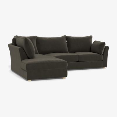 Heal's Heal's Tailor Left Hand Facing Corner Sofa In Velvet Charcoal Natural Ash Feet - Heal's UK Furniture