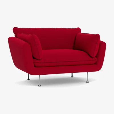Heal's Heal's Allora Loveseat Melton Wool Red Oxide Stainless Steel Feet - Heal's UK Furniture
