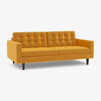 Heal's Heal's Hepburn 3 Seater Nobilis Velvet Mustard Natural Feet - Heal's UK Furniture