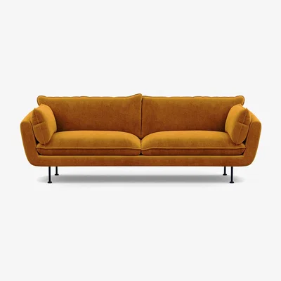 Heal's Heal's Allora 4 Seater Sofa Smart Luxe Velvet Cognac Black Feet - Heal's UK Furniture