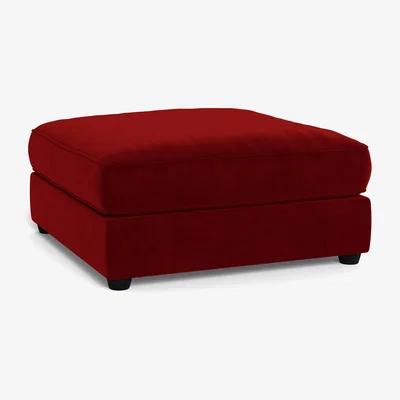 Heal's Heal's Tailor Footstool Smart Luxe Velvet Mulberry Natural Beech Feet - Heal's UK Furniture