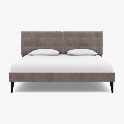 Heal's Heal's Mistral Super King Bed Smart Luxe Velvet Mushroom Black Feet - Heal's UK Bedroom Furniture